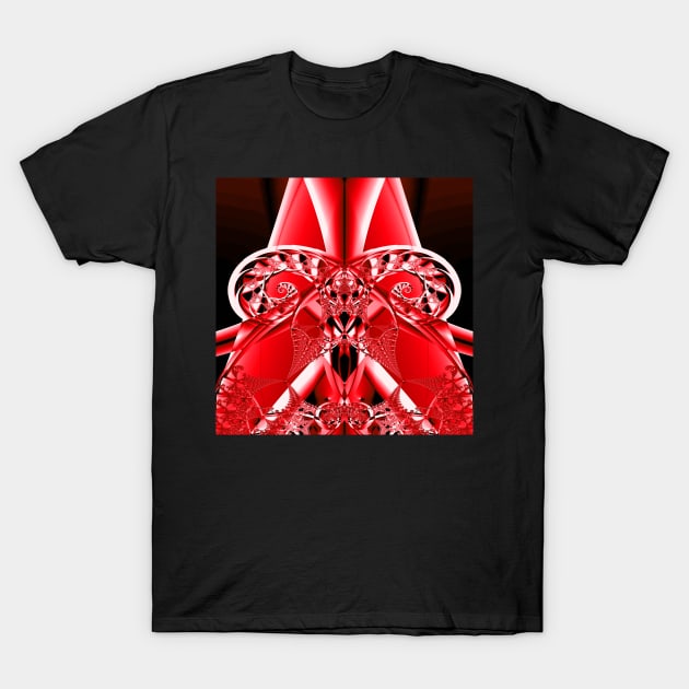 bright red and white on black T-Shirt by mister-john